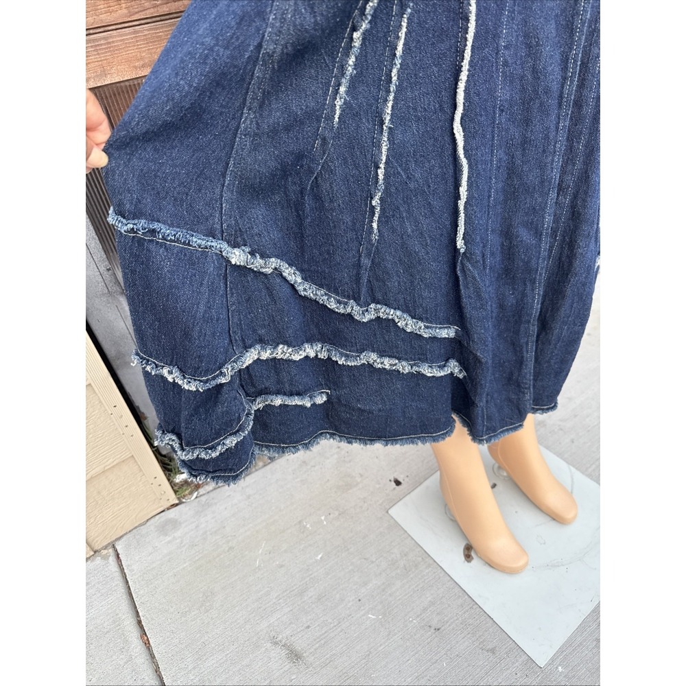 Cynthia Ashby Denim DusterJacket /dress Artsy Asymmetrical Distressed Lagenlook - Picture 3 of 12
